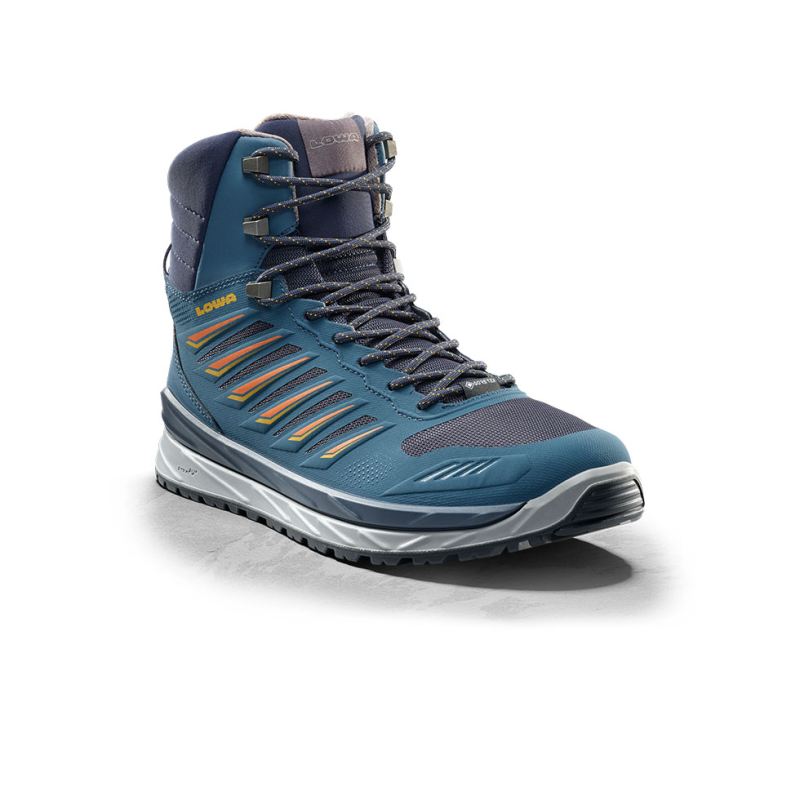Lowa | Herren Axos GTX Mid, Stahlblau/Orange | Schneller Versand